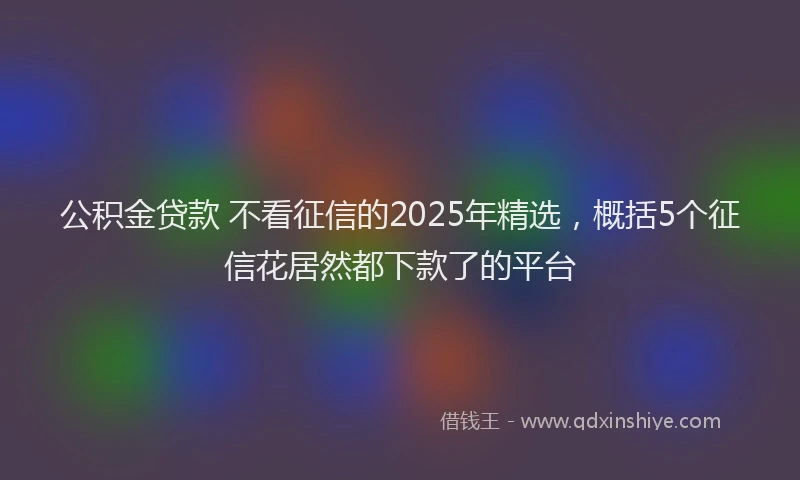 公积金贷款 不看征信的2025年精选，概括5个征信花居然都下款了的平台