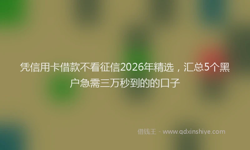 凭信用卡借款不看征信2026年精选，汇总5个黑户急需三万秒到的的口子