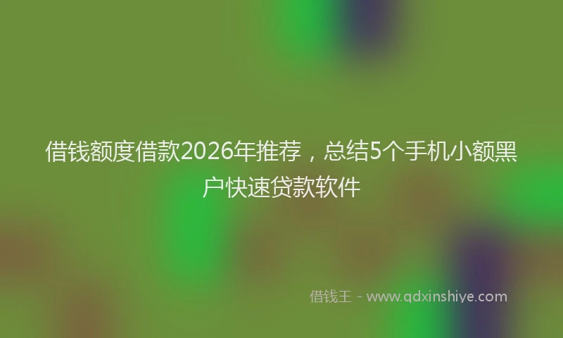 借钱额度借款2026年推荐,总结5个手机小额黑户快速贷款软件