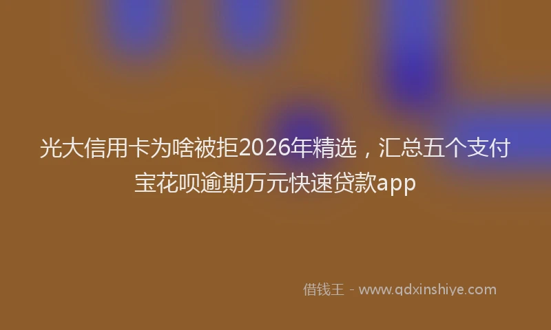 光大信用卡为啥被拒2026年精选，汇总五个支付宝花呗逾期万元快速贷款app