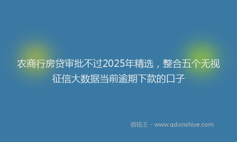 农商行房贷审批不过2025年精选，整合五个无视征信大数据当前逾期下款的口子