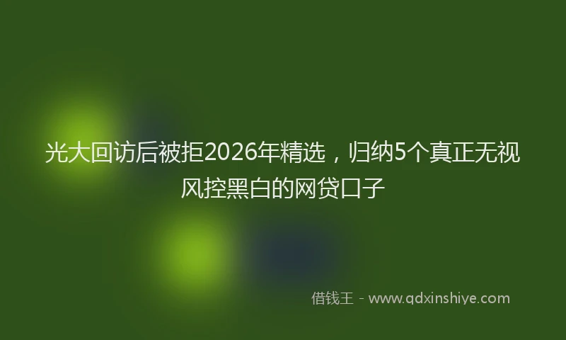 光大回访后被拒2026年精选，归纳5个真正无视风控黑白的网贷口子