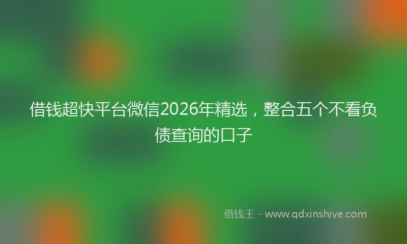 借钱超快平台微信2026年精选，整合五个不看负债查询的口子