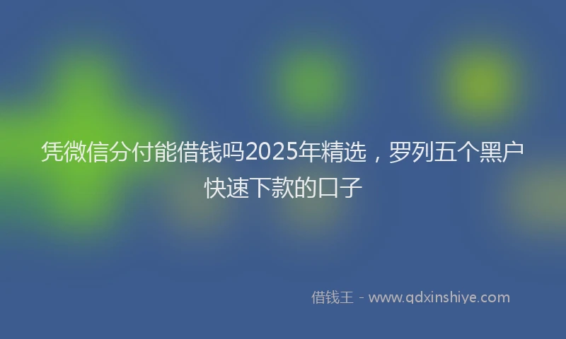 凭微信分付能借钱吗2025年精选，罗列五个黑户快速下款的口子