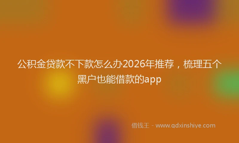 公积金贷款不下款怎么办2026年推荐，梳理五个黑户也能借款的app