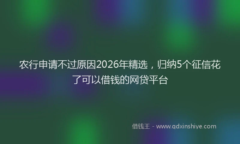 农行申请不过原因2026年精选，归纳5个征信花了可以借钱的网贷平台