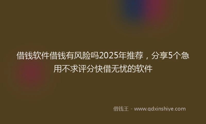 借钱软件借钱有风险吗2025年推荐，分享5个急用不求评分快借无忧的软件