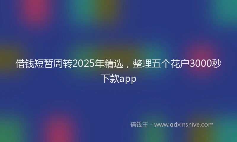 借钱短暂周转2025年精选，整理五个花户3000秒下款app