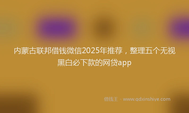 内蒙古联邦借钱微信2025年推荐,整理五个无视黑白必下款的网贷app
