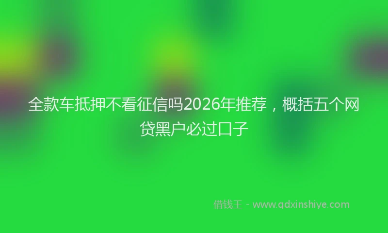 全款车抵押不看征信吗2026年推荐，概括五个网贷黑户必过口子