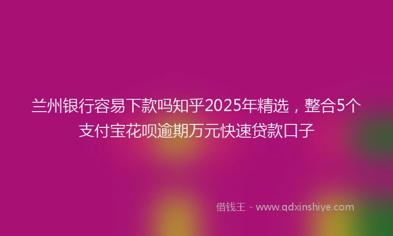 兰州银行容易下款吗知乎2025年精选，整合5个支付宝花呗逾期万元快速贷款口子