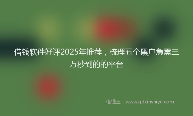 借钱软件好评2025年推荐，梳理五个黑户急需三万秒到的的平台