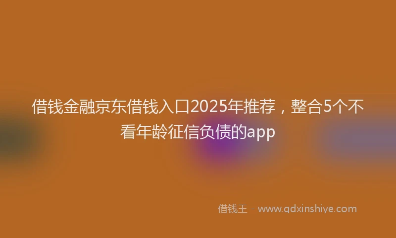 借钱金融京东借钱入口2025年推荐，整合5个不看年龄征信负债的app