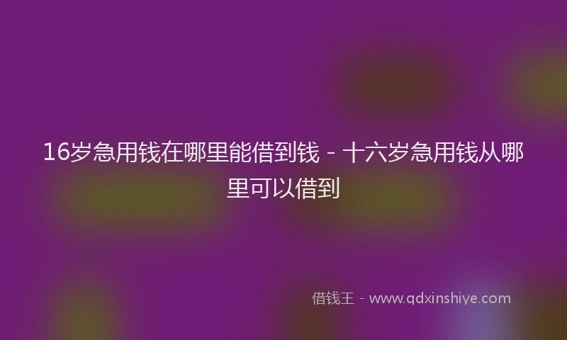 16岁急用钱在哪里能借到钱 - 十六岁急用钱从哪里可以借到