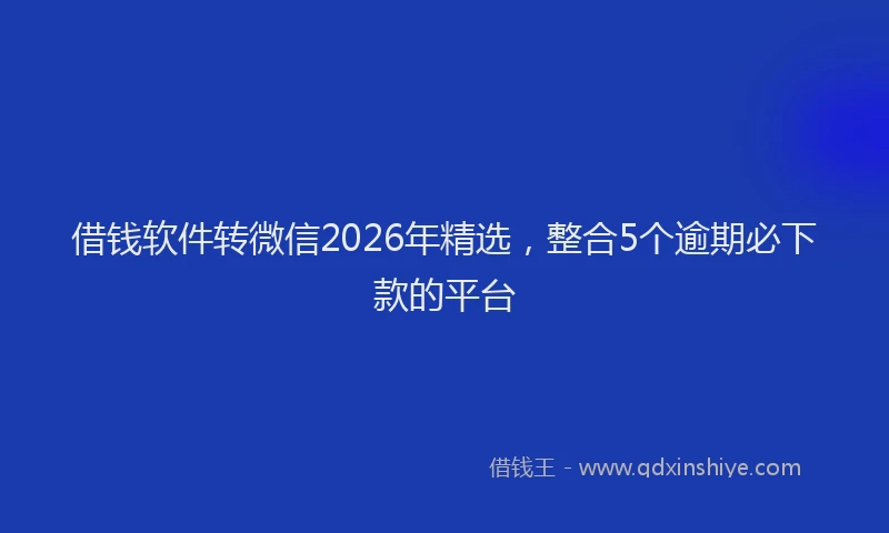 借钱软件转微信2026年精选,整合5个逾期必下款的平台