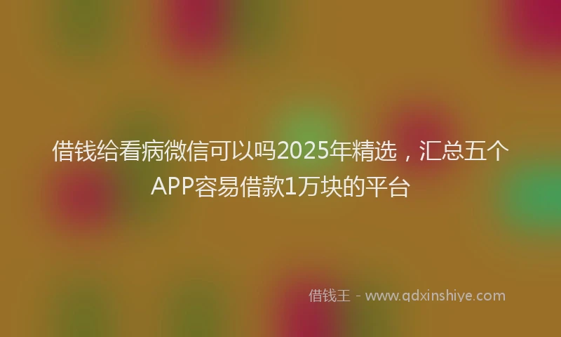 借钱给看病微信可以吗2025年精选，汇总五个APP容易借款1万块的平台