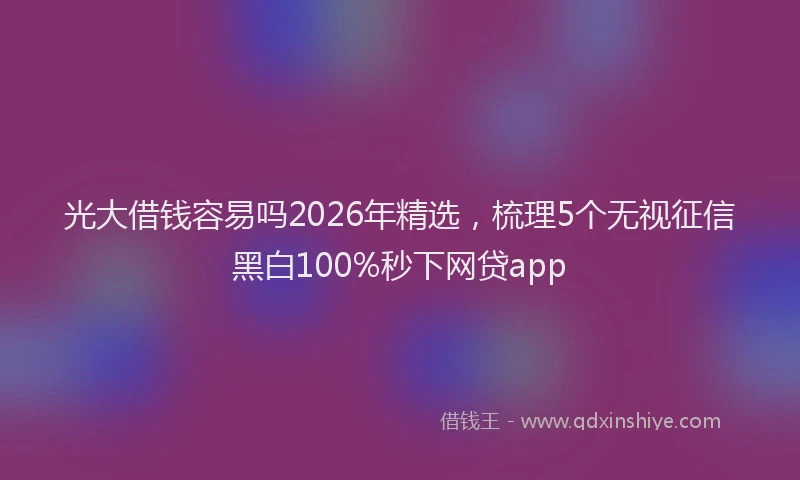 光大借钱容易吗2026年精选，梳理5个无视征信黑白100%秒下网贷app
