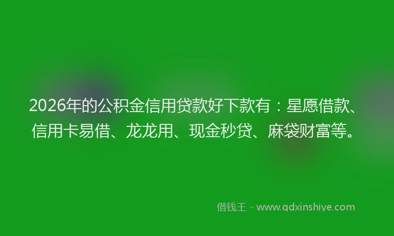 2026年的公积金信用贷款好下款有：星愿借款、信用卡易借、龙龙用、现金秒贷、麻袋财富等。