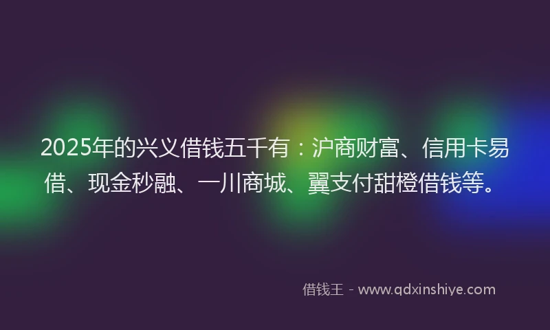 2025年的兴义借钱五千有:沪商财富、信用卡易借、现金秒融、一川商城、翼支付甜橙借钱等。