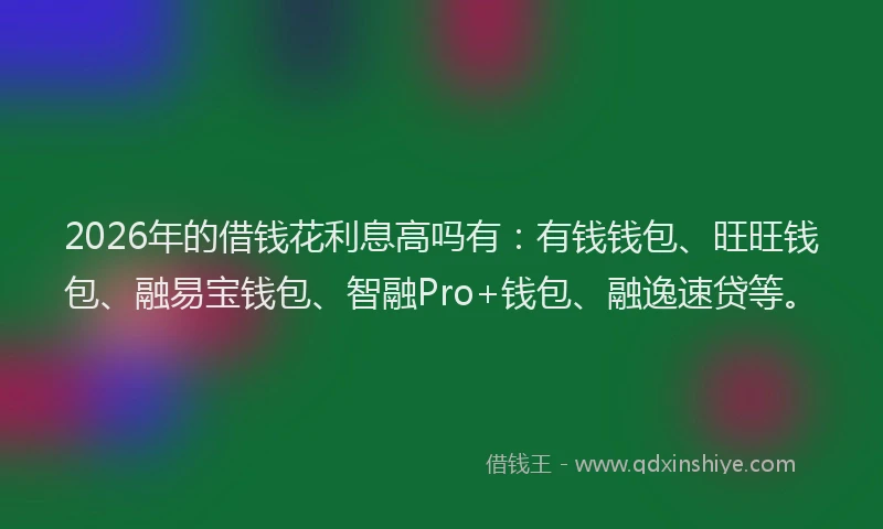 2026年的借钱花利息高吗有：有钱钱包、旺旺钱包、融易宝钱包、智融Pro+钱包、融逸速贷等。