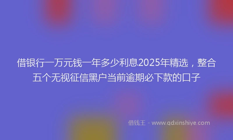 借银行一万元钱一年多少利息2025年精选，整合五个无视征信黑户当前逾期必下款的口子