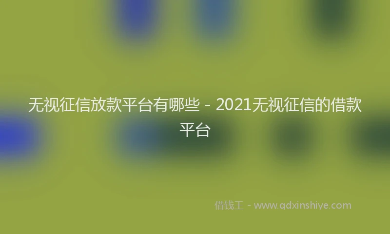 无视征信放款平台有哪些 - 2021无视征信的借款平台