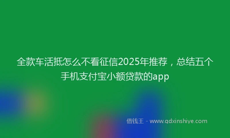 全款车活抵怎么不看征信2025年推荐，总结五个手机支付宝小额贷款的app