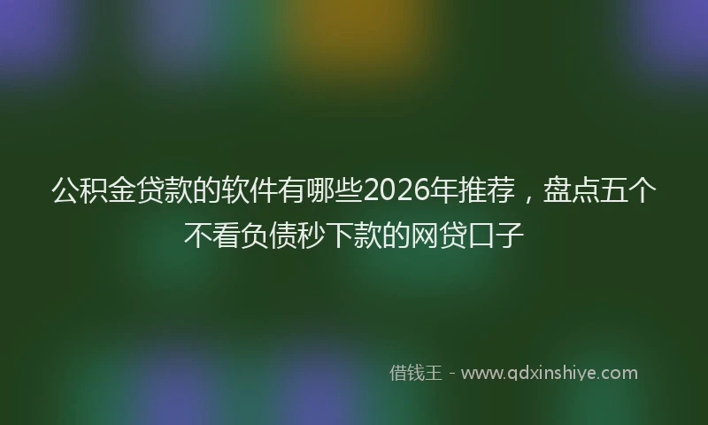 公积金贷款的软件有哪些2026年推荐，盘点五个不看负债秒下款的网贷口子