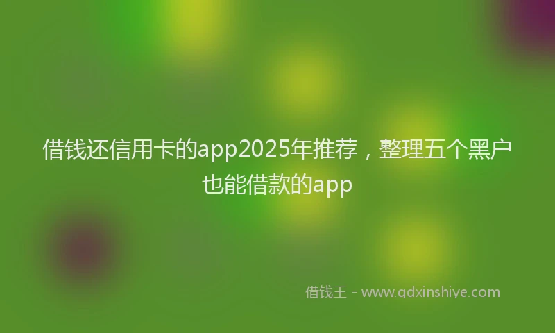 借钱还信用卡的app2025年推荐，整理五个黑户也能借款的app