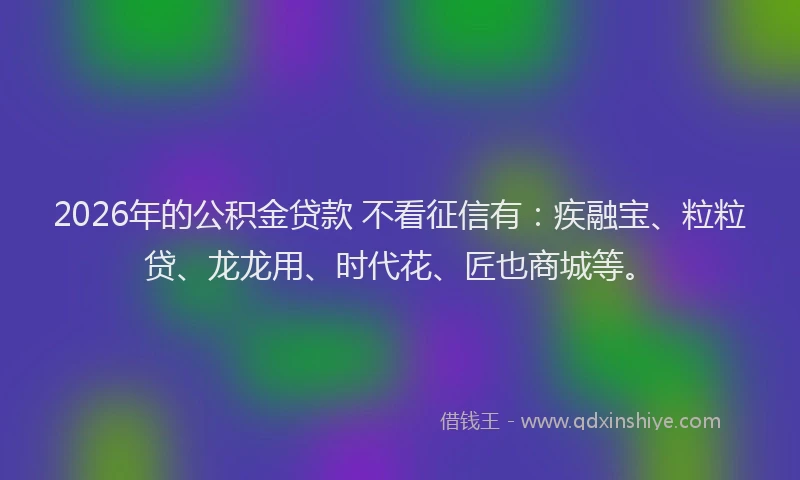 2026年的公积金贷款 不看征信有：疾融宝、粒粒贷、龙龙用、时代花、匠也商城等。