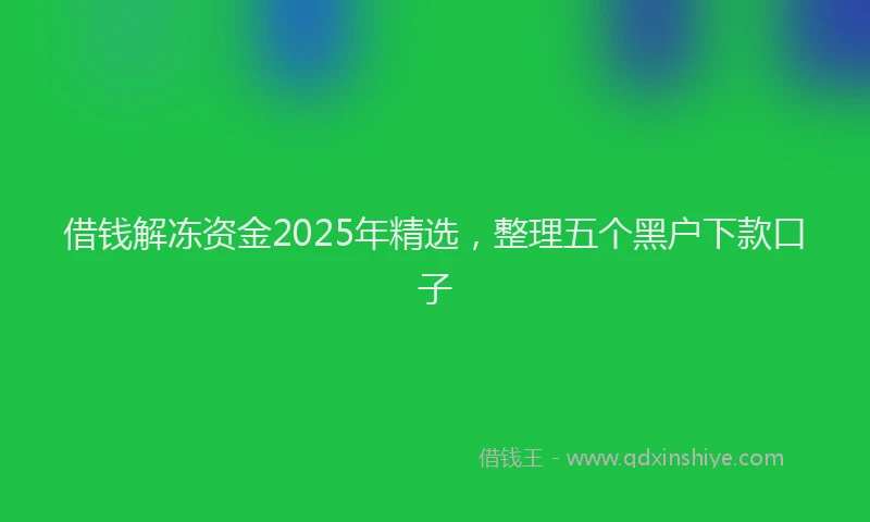 借钱解冻资金2025年精选，整理五个黑户下款口子