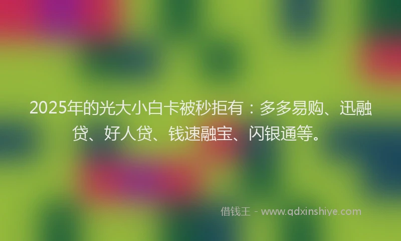 2025年的光大小白卡被秒拒有:多多易购、迅融贷、好人贷、钱速融宝、闪银通等。