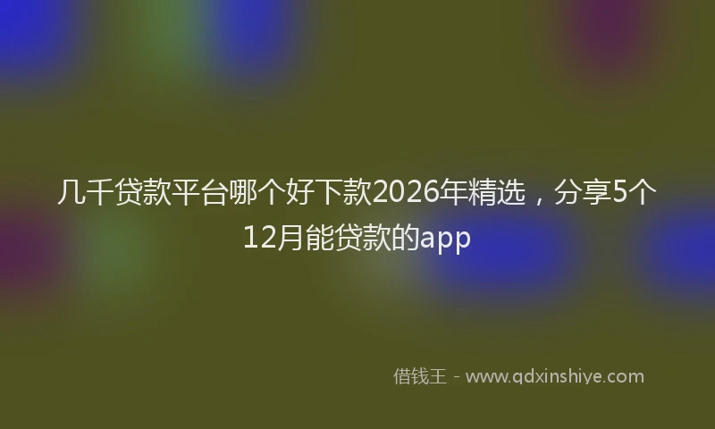 几千贷款平台哪个好下款2026年精选，分享5个12月能贷款的app