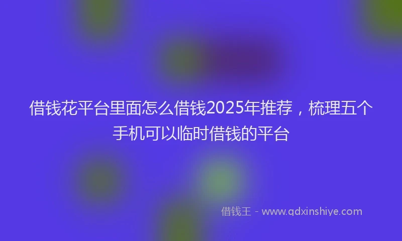 借钱花平台里面怎么借钱2025年推荐,梳理五个手机可以临时借钱的平台