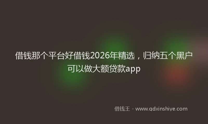 借钱那个平台好借钱2026年精选,归纳五个黑户可以做大额贷款app