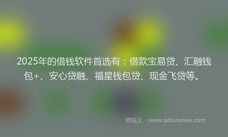 2025年的借钱软件首选有：借款宝易贷、汇融钱包+、安心贷融、福星钱包贷、现金飞贷等。