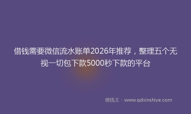 借钱需要微信流水账单2026年推荐，整理五个无视一切包下款5000秒下款的平台