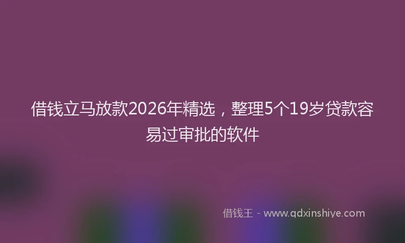 借钱立马放款2026年精选，整理5个19岁贷款容易过审批的软件