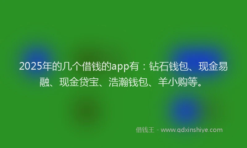 2025年的几个借钱的app有：钻石钱包、现金易融、现金贷宝、浩瀚钱包、羊小购等。