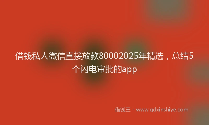 借钱私人微信直接放款80002025年精选，总结5个闪电审批的app