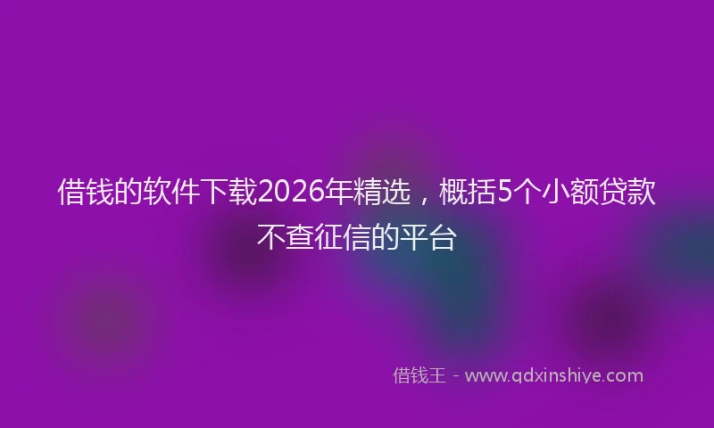 借钱的软件下载2026年精选，概括5个小额贷款不查征信的平台