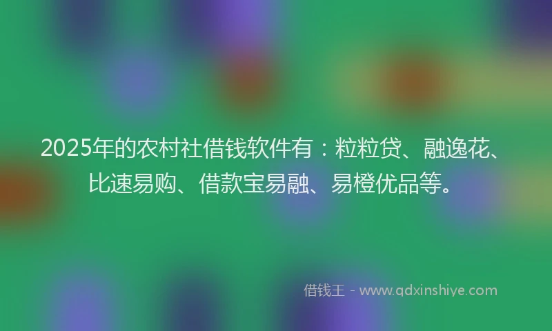 2025年的农村社借钱软件有：粒粒贷、融逸花、比速易购、借款宝易融、易橙优品等。