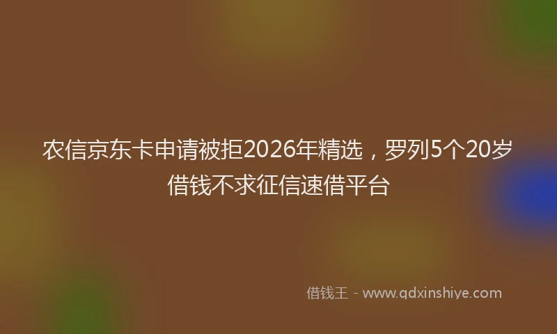 农信京东卡申请被拒2026年精选,罗列5个20岁借钱不求征信速借平台