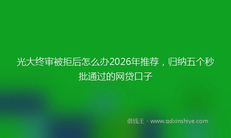 光大终审被拒后怎么办2026年推荐，归纳五个秒批通过的网贷口子