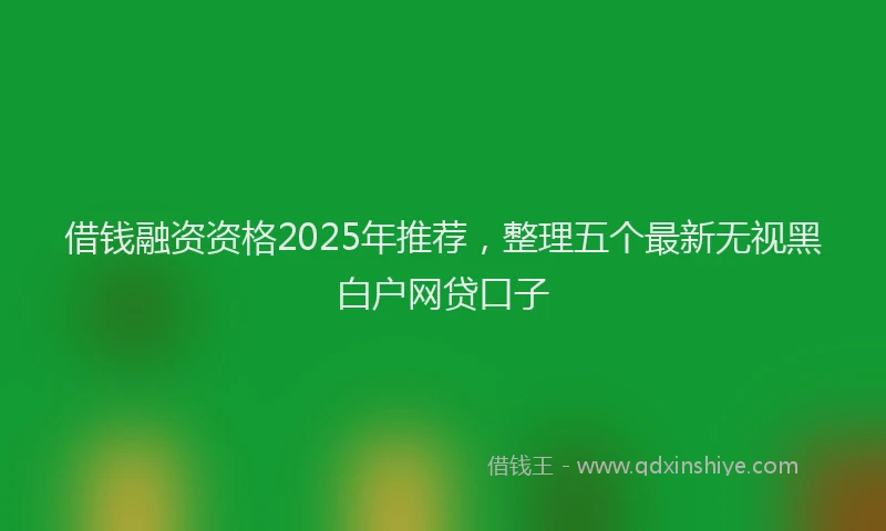 借钱融资资格2025年推荐，整理五个最新无视黑白户网贷口子