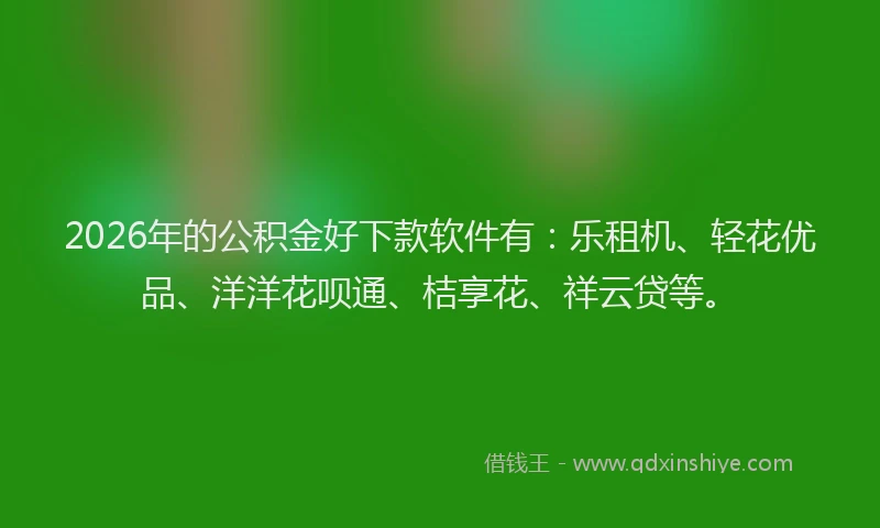 2026年的公积金好下款软件有:乐租机、轻花优品、洋洋花呗通、桔享花、祥云贷等。
