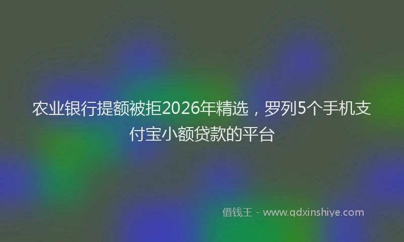 农业银行提额被拒2026年精选,罗列5个手机支付宝小额贷款的平台