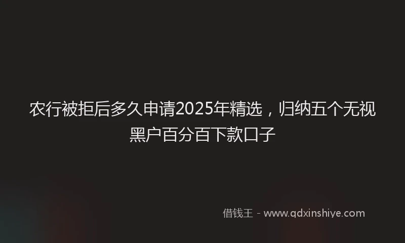 农行被拒后多久申请2025年精选，归纳五个无视黑户百分百下款口子