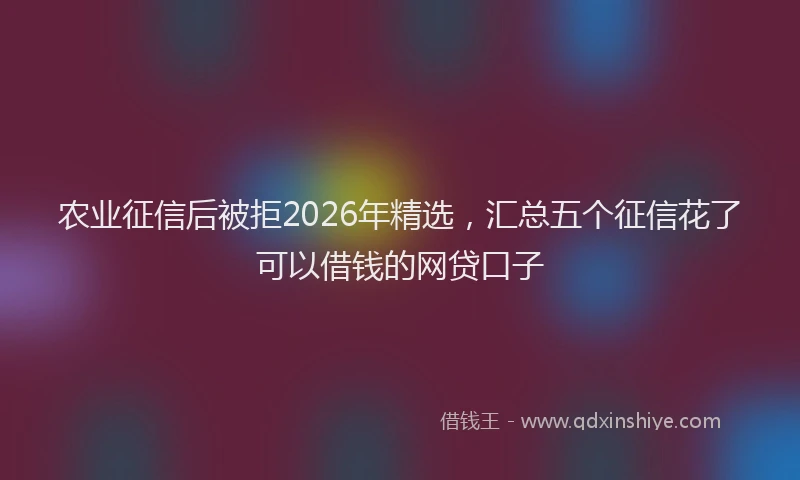 农业征信后被拒2026年精选，汇总五个征信花了可以借钱的网贷口子