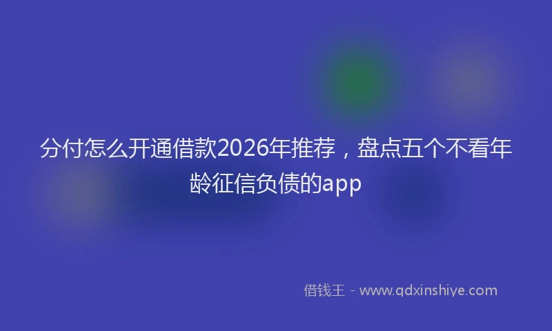 分付怎么开通借款2026年推荐，盘点五个不看年龄征信负债的app
